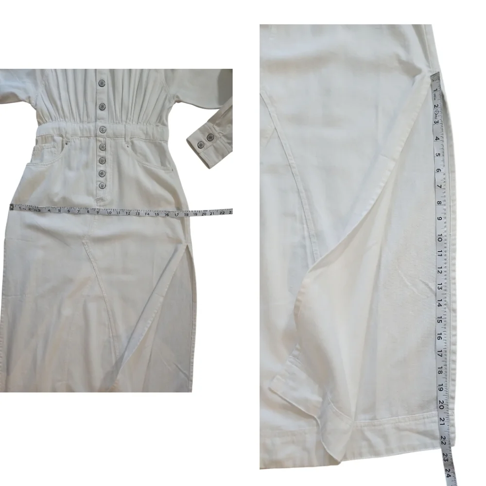 NWT Free People Mad Love Denim Midi Dress Off White Cotton Long Sleeve XS NWT